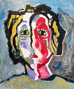 Ritratto colorato espressionista dipinto a olio "Donna che arrossisce
