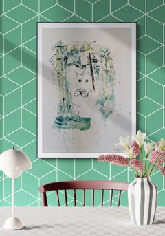 Expressionist Figurative Portrait Painting on Fabriano "Woman's Head"