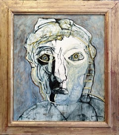 Expressionist Portrait Oil Painting "Man's Head" with Handmade Gilded Frame