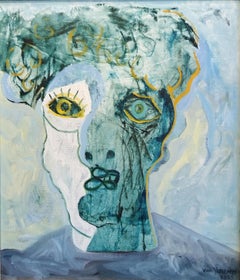 Expressionist Portrait Oil Painting "Man's Head 2" with Handmade Gilded Frame