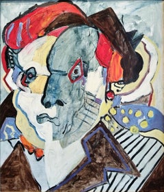 Expressionist Portrait Oil Painting "Woman with Hat" with Handmade Gilded Frame