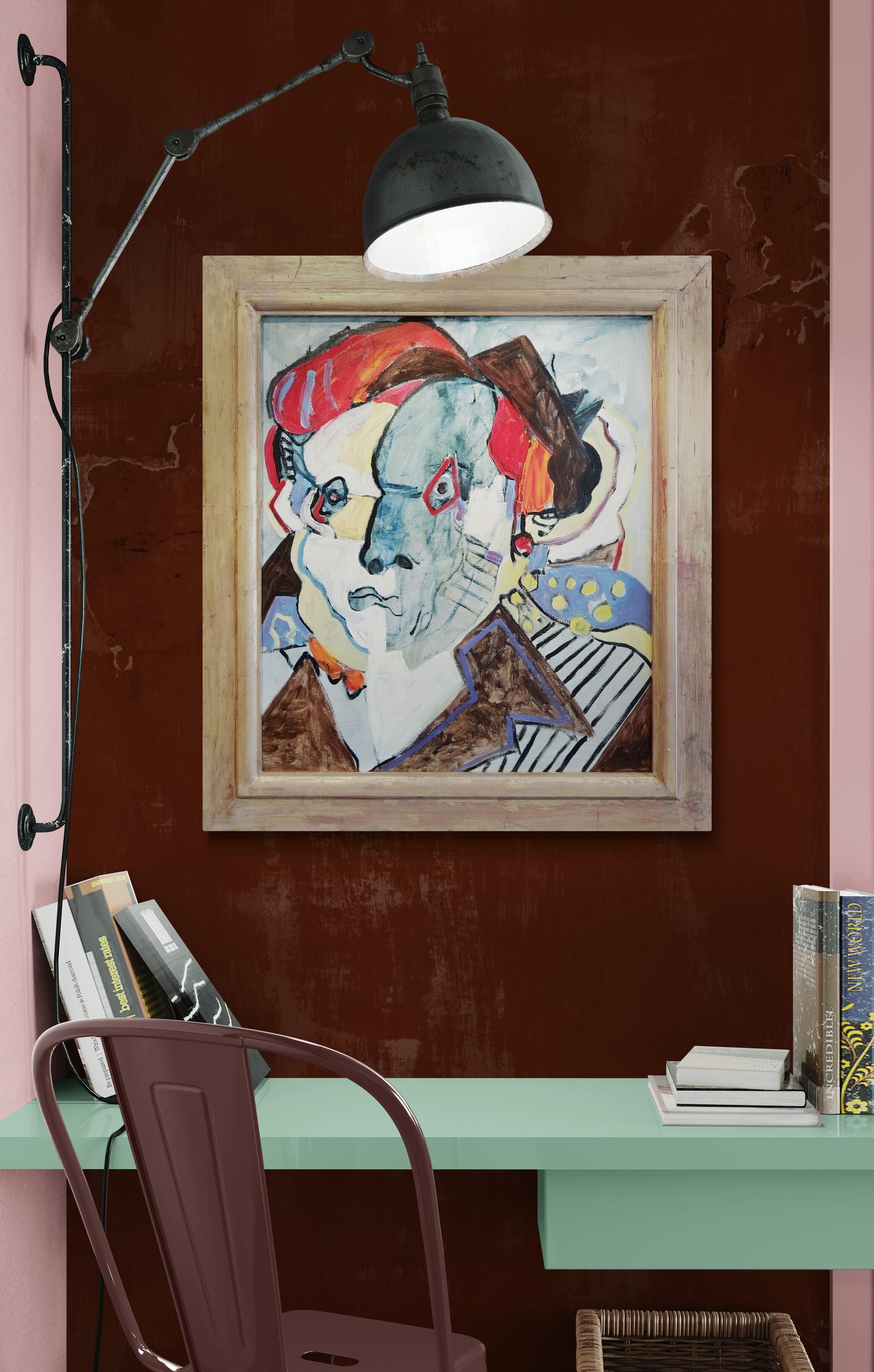 Portrait expressionniste « Femme avec chapeau » avec cadre doré fait à la main en vente 4