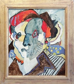 Expressionist Portrait Oil Painting "Woman with Hat" with Handmade Gilded Frame