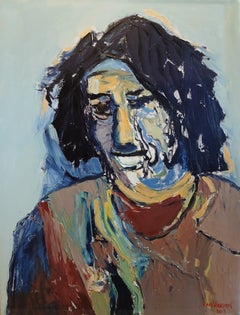 Ritratto espressionista dipinto a olio "Haven't I Seen You Before" (Non ti ho mai visto prima)