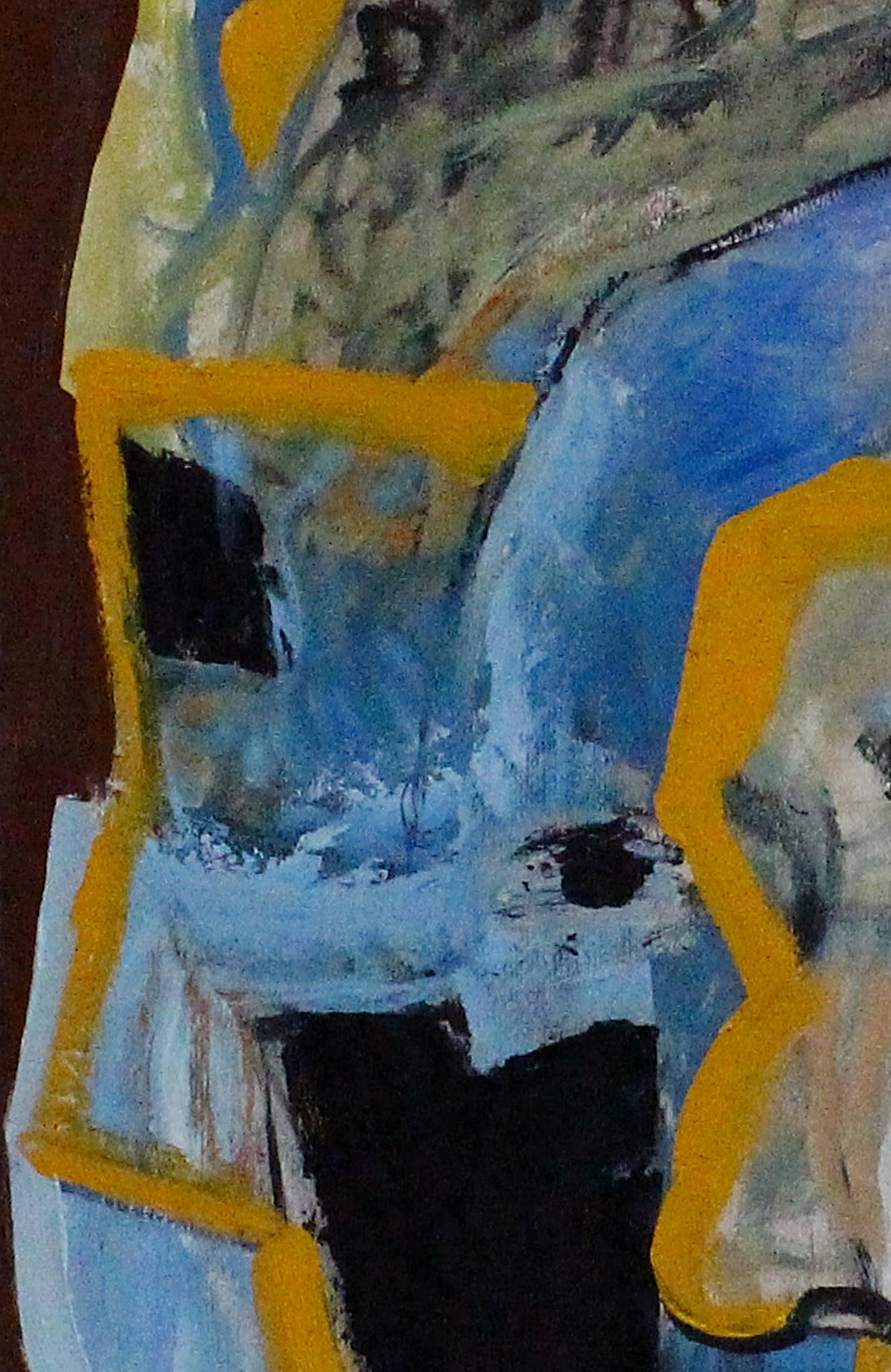 Expressionistisches Porträt, Ölgemälde auf Papier, „Ein unsicherheitsvolles Zukunftsbild“ (Zeitgenössisch), Painting, von André François van Vuuren