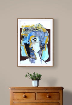 Retrato expresionista Pintura al óleo sobre papel "Un futuro incierto"