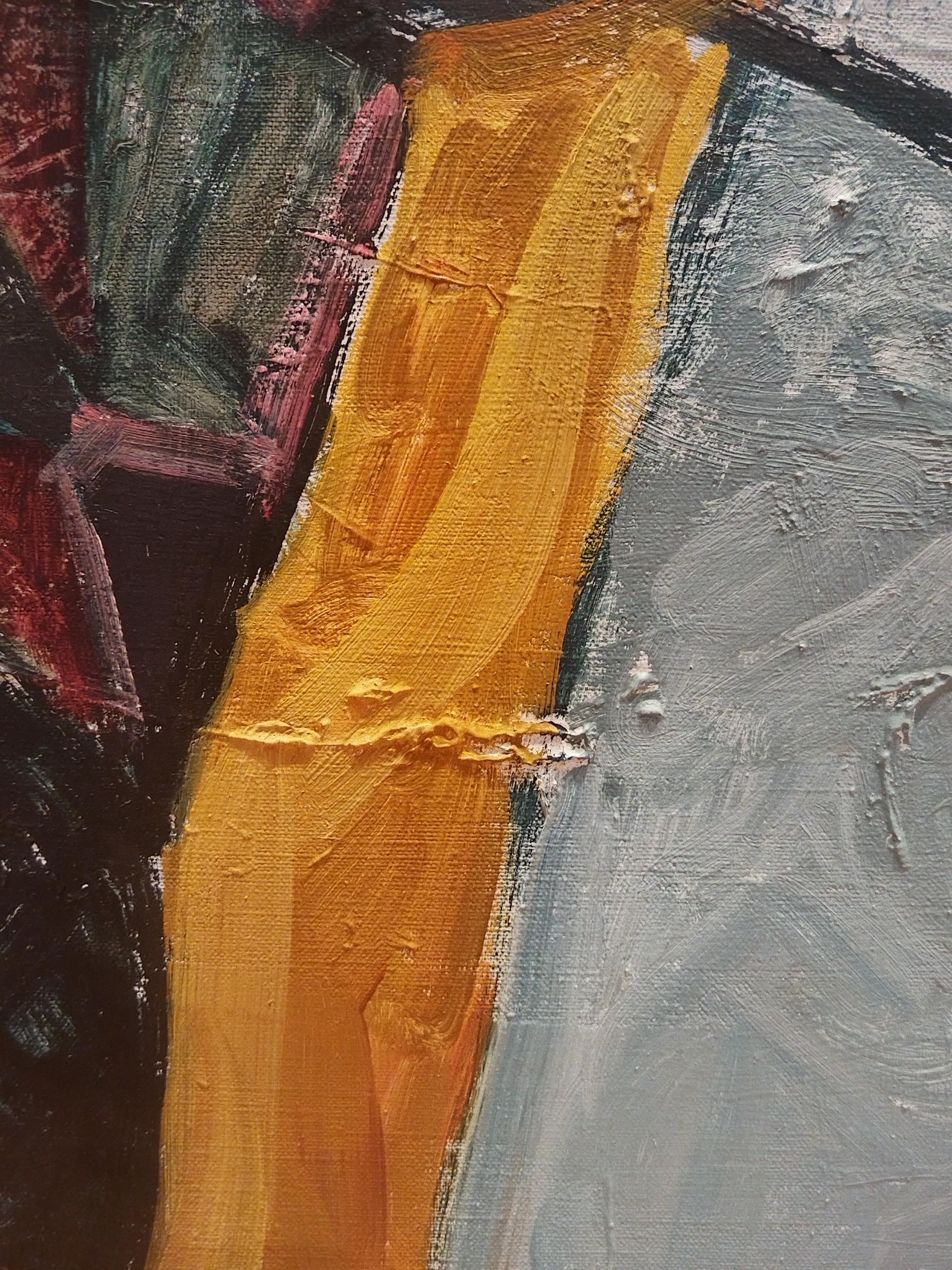 A unique, abstracted portrait oil painting on stretched Belgian linen canvas, ready to hang. Framing options available on request.