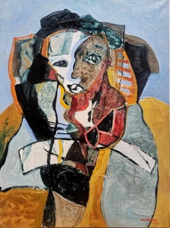 Expressionist Portrait Oil Painting "Woman Seated in Yellow Armchair"