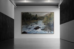 Extra Large Expressive Tranquil Earthy Landscape Oil Painting "Elands River"