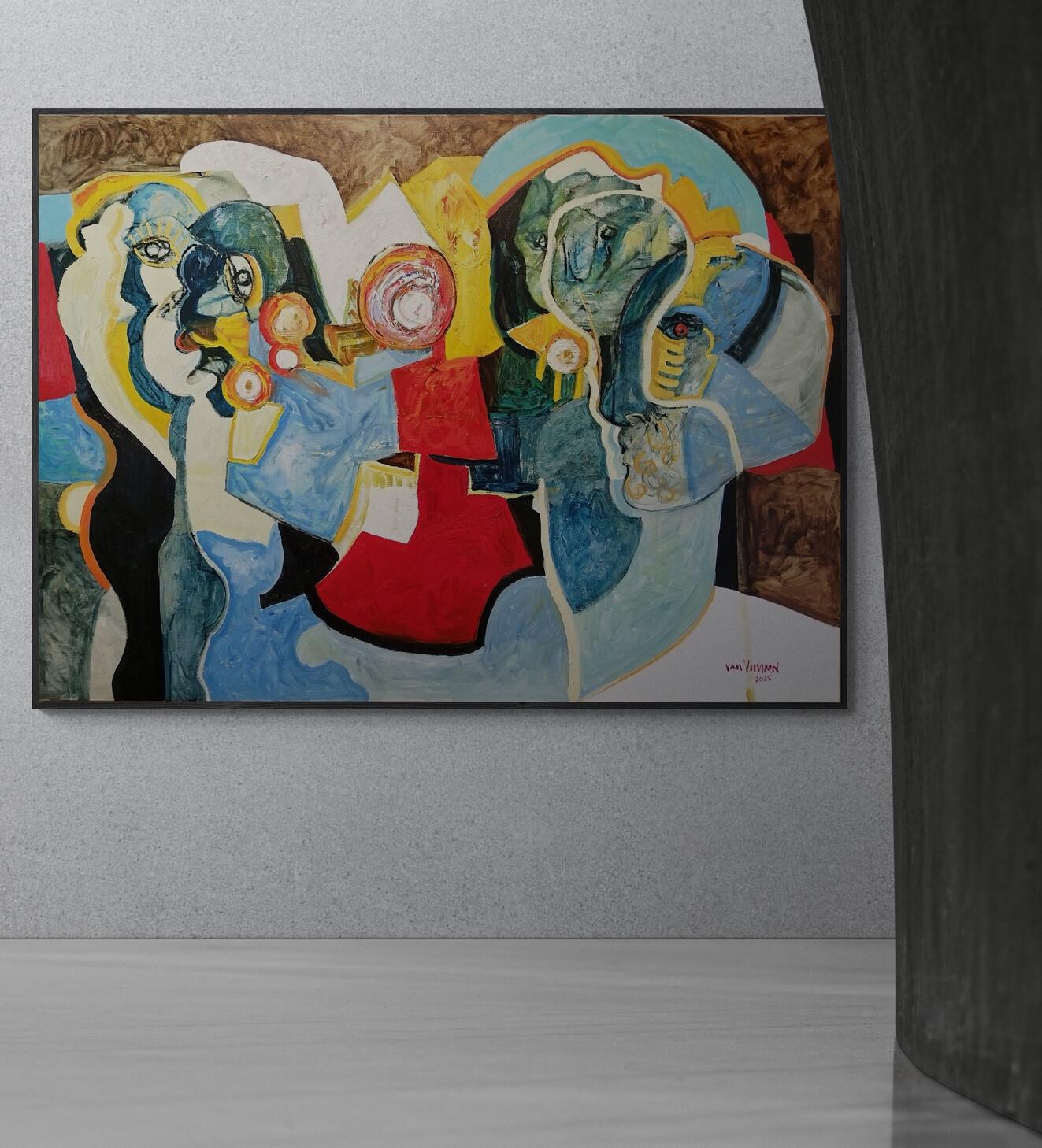 Pintura al óleo figurativa expresionista de gran colorido 
