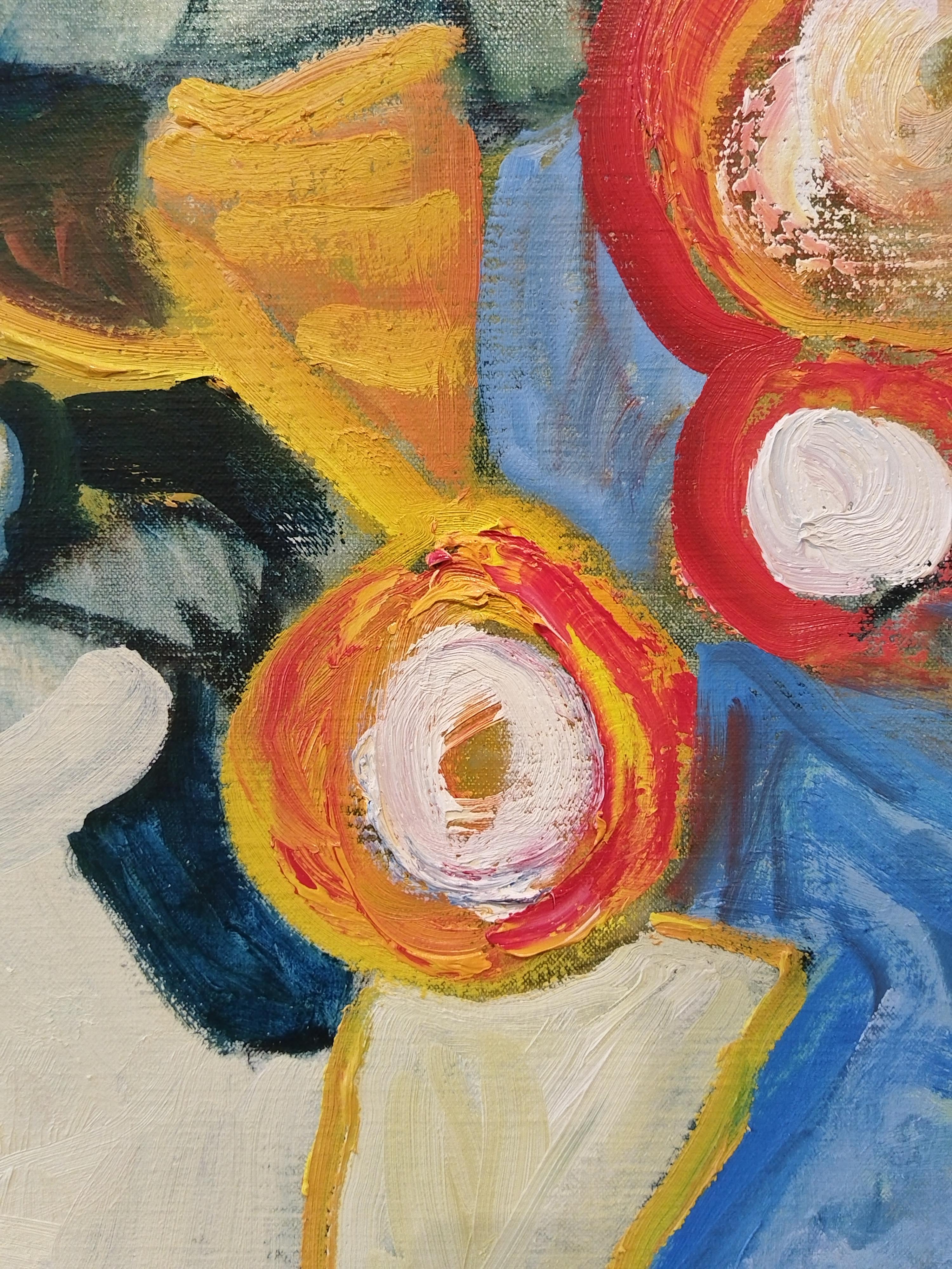 Pintura al óleo figurativa expresionista de gran colorido 