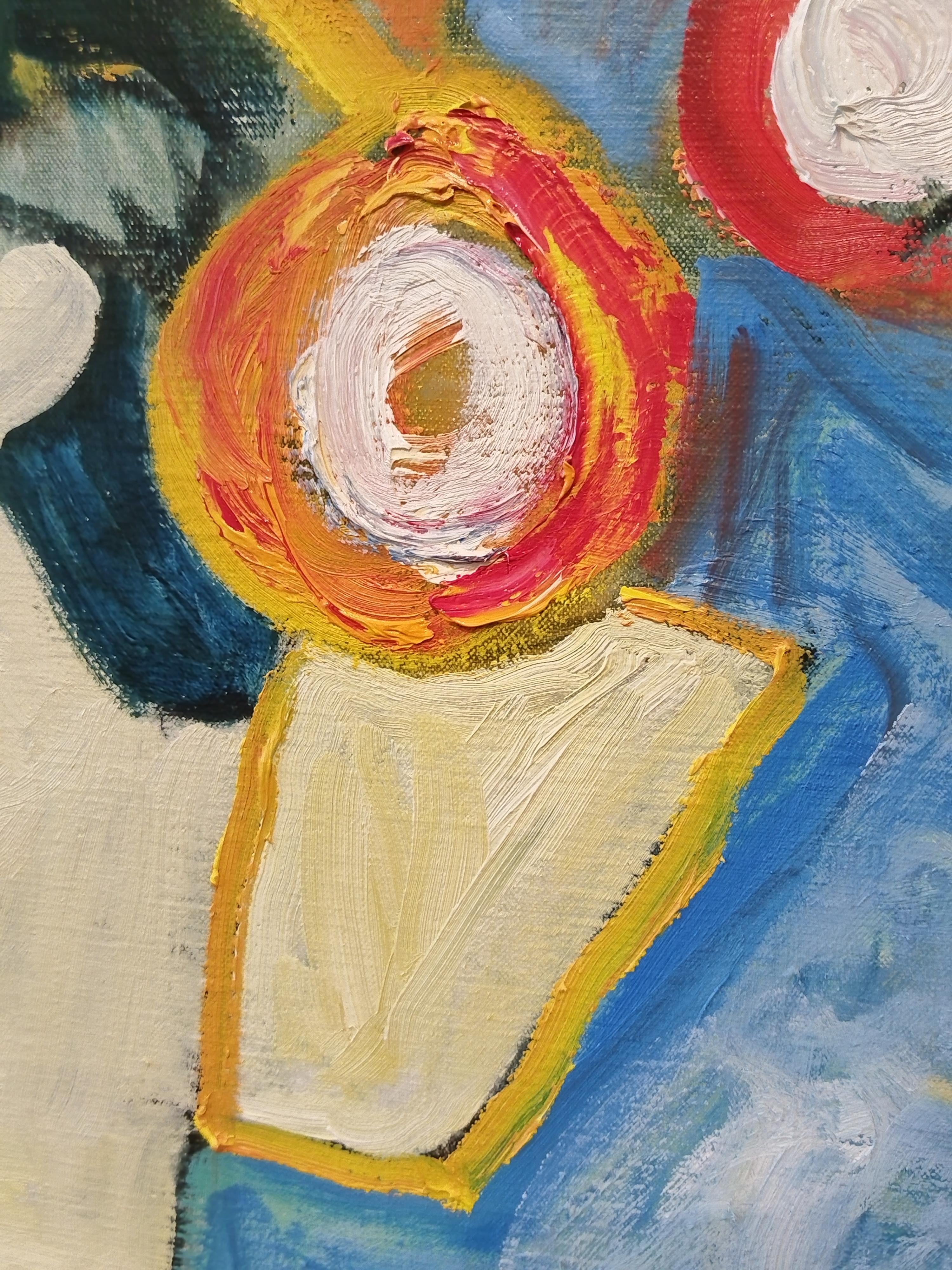 Pintura al óleo figurativa expresionista de gran colorido 