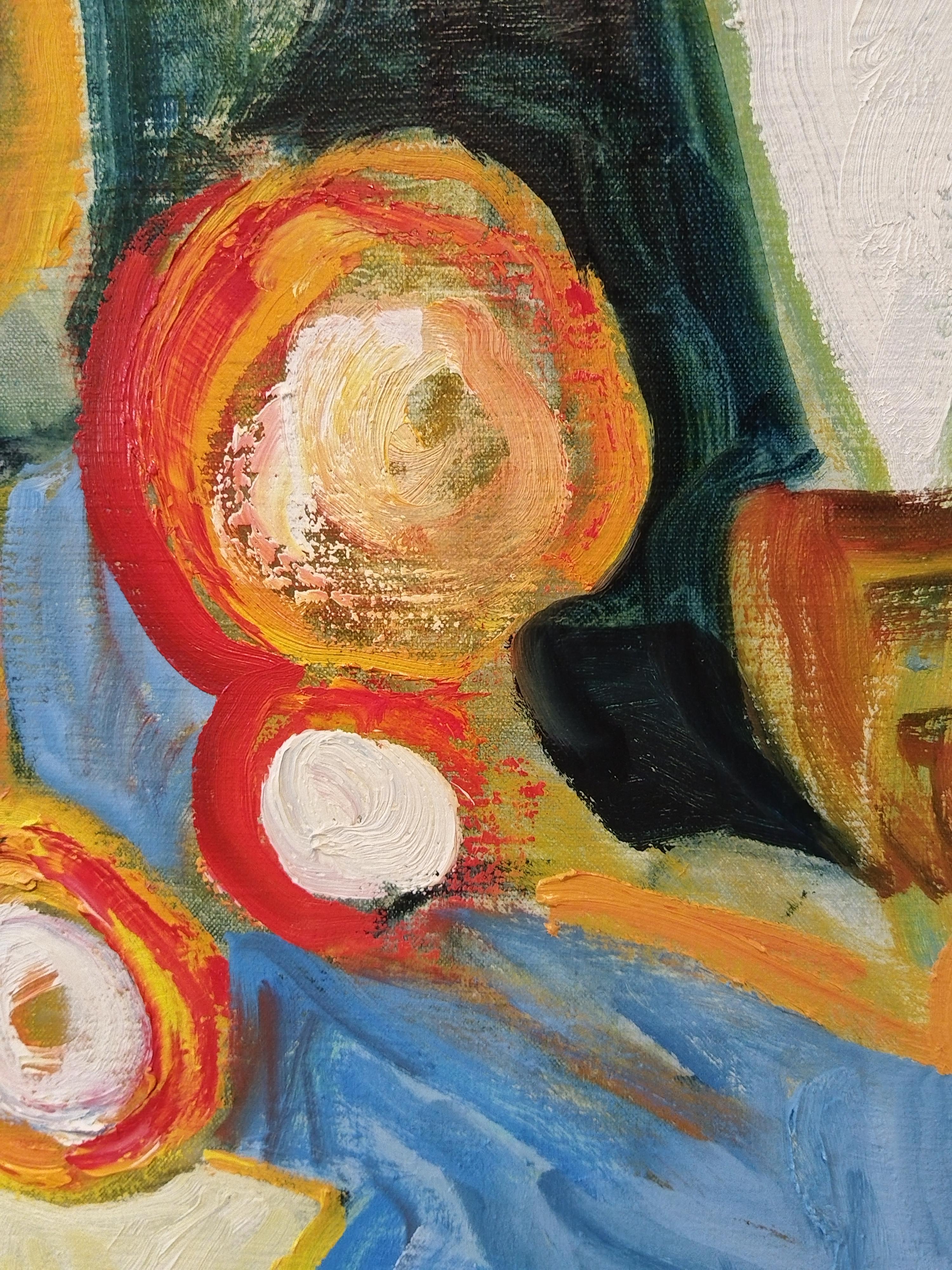 Pintura al óleo figurativa expresionista de gran colorido 