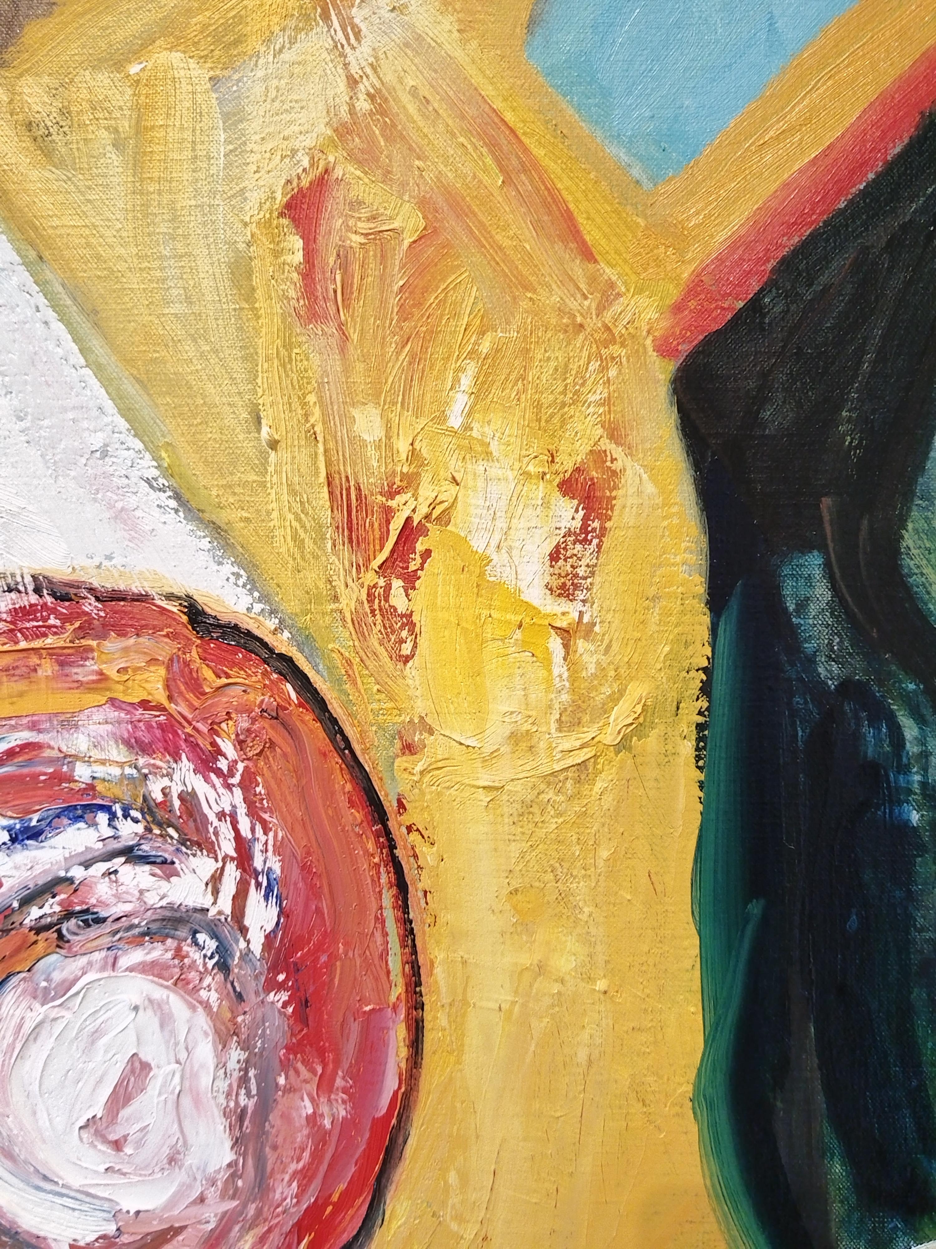 Pintura al óleo figurativa expresionista de gran colorido 