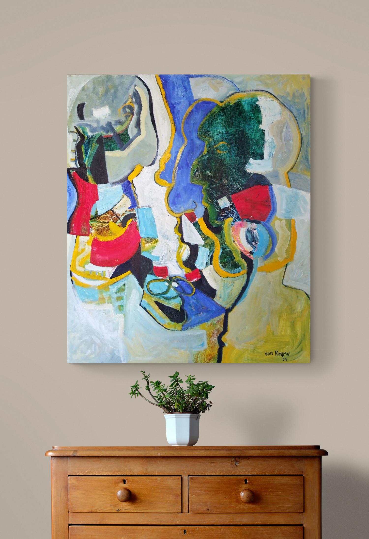 Pintura al óleo figurativa expresionista de gran colorido 