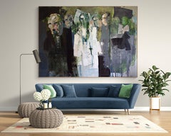 Large Expressionist Figurative Oil Painting "Men in White Coats"