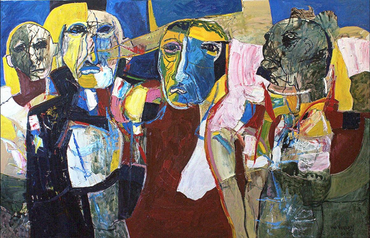 Abstract Painting de André François van Vuuren - Gran óleo figurativo expresionista "La bailarina"