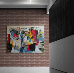 Large Expressionist Figurative Oil Painting "Mythical Figures"