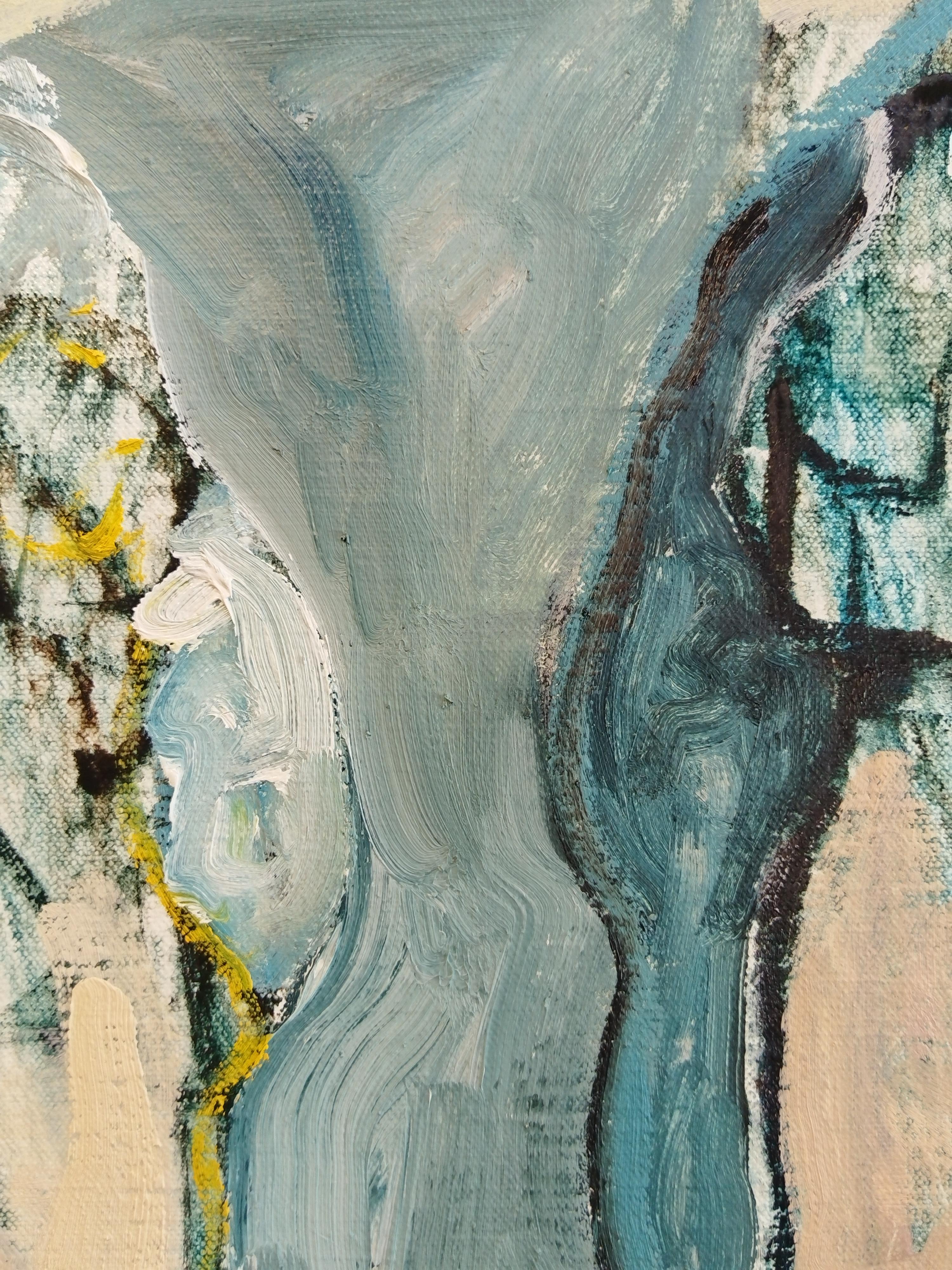 Pittura ad olio figurativa espressionista di grandi dimensioni 