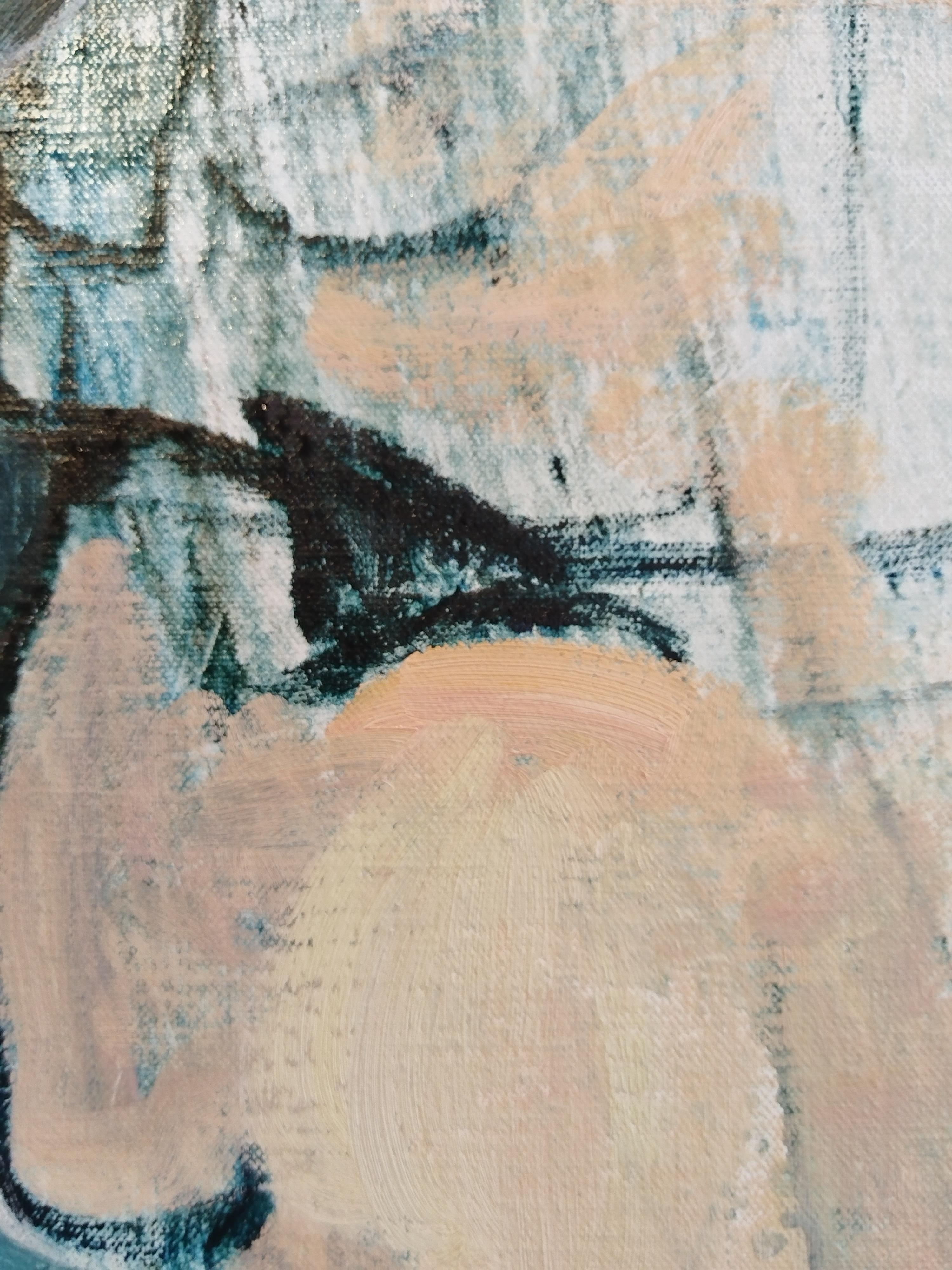 Pittura ad olio figurativa espressionista di grandi dimensioni 