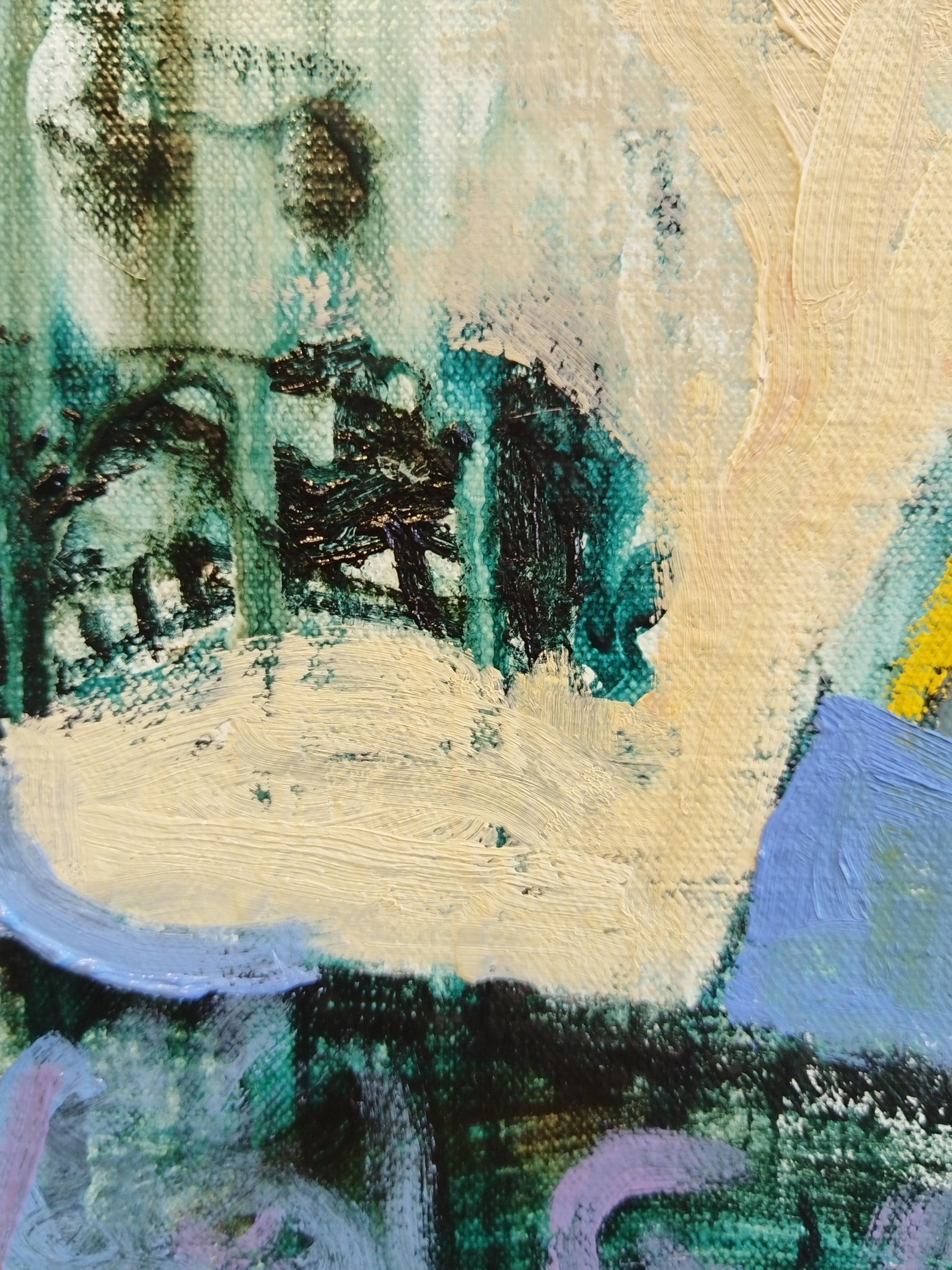 Pittura ad olio figurativa espressionista di grandi dimensioni 
