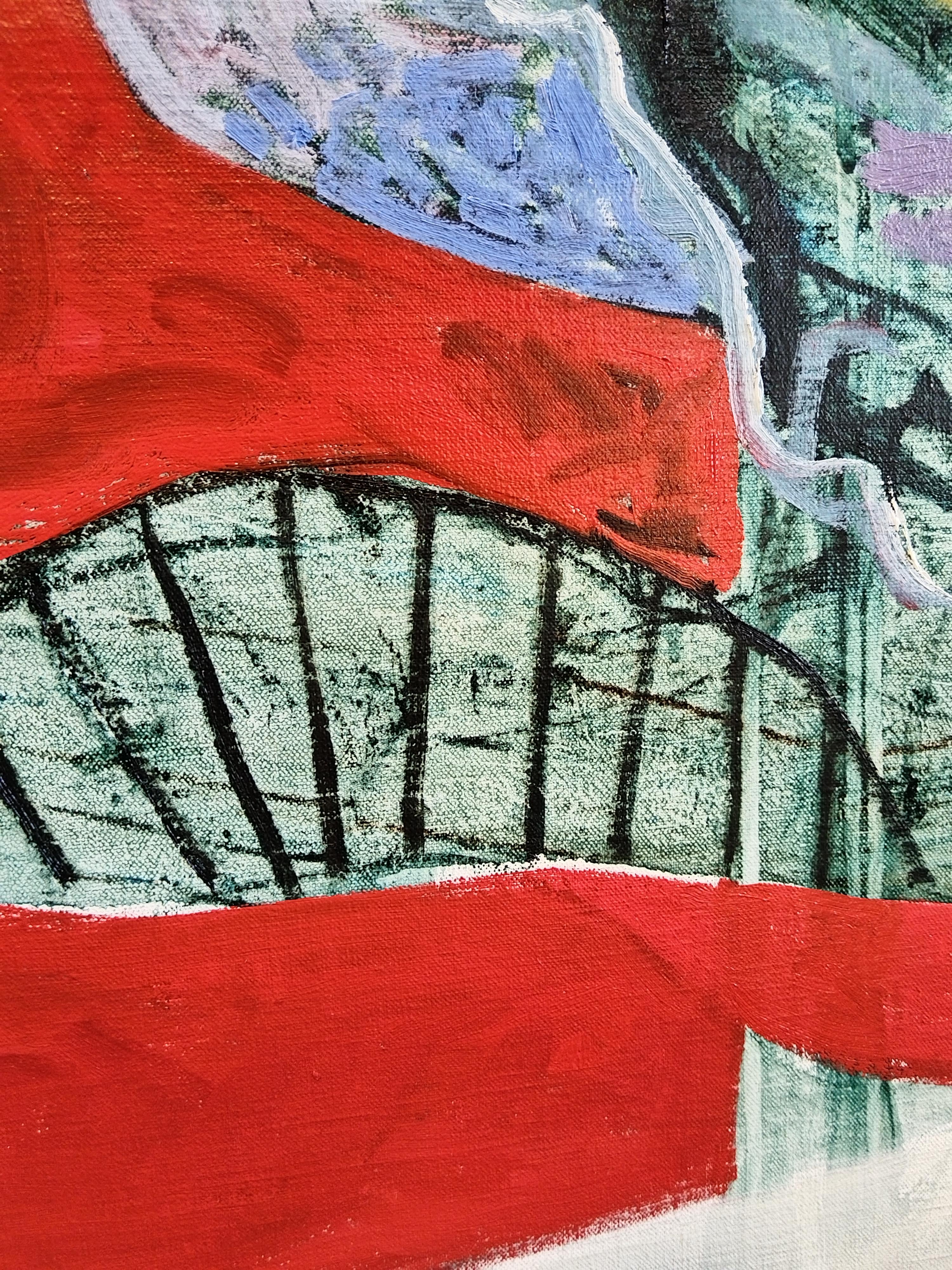 Pittura ad olio figurativa espressionista di grandi dimensioni 