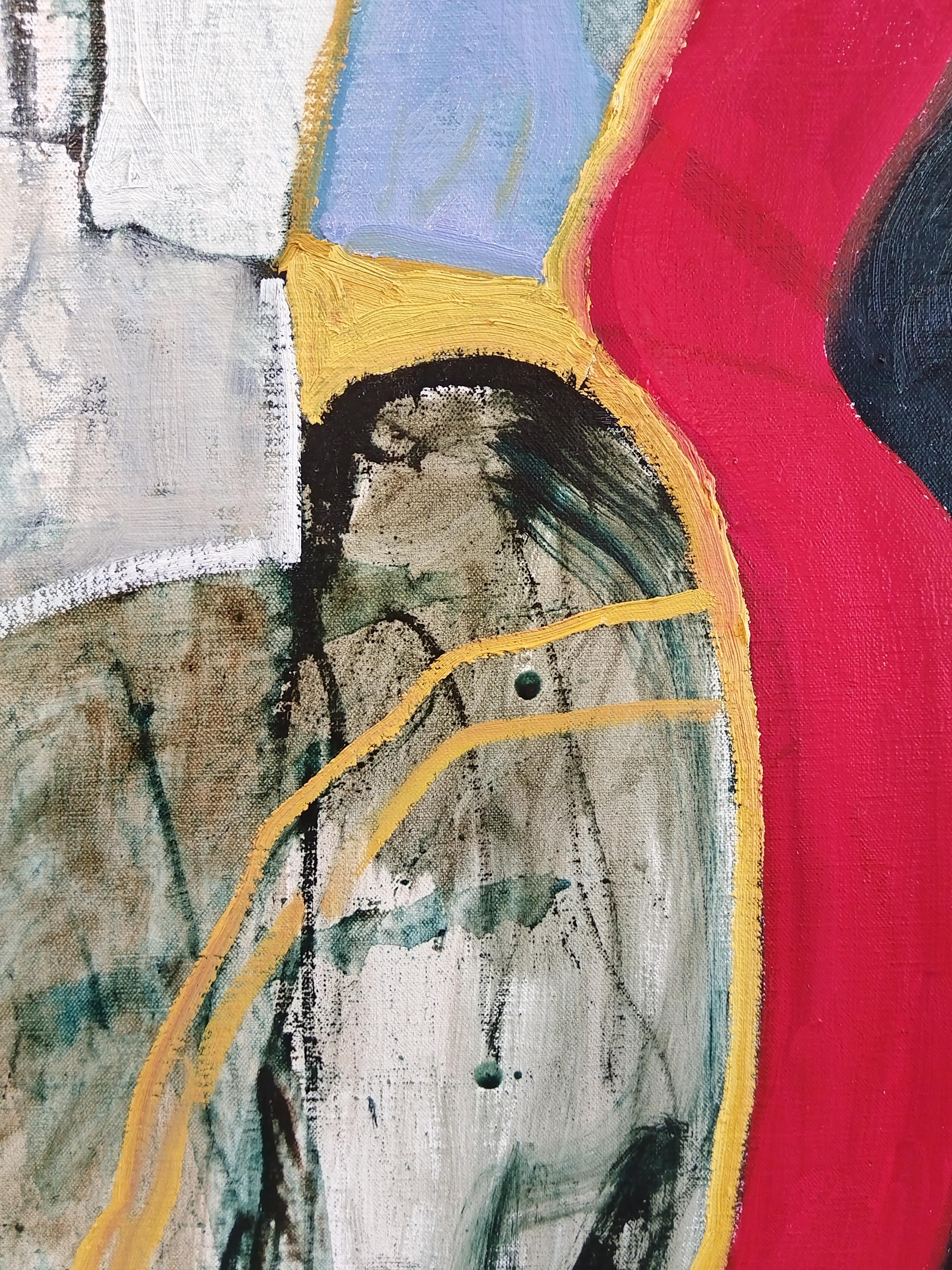 Pittura ad olio figurativa espressionista di grandi dimensioni 