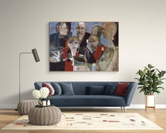 Large Expressionist Figurative Oil Painting "Witnesses"