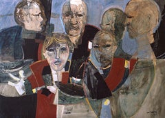 Large Expressionist Figurative Oil Painting "Witnesses"