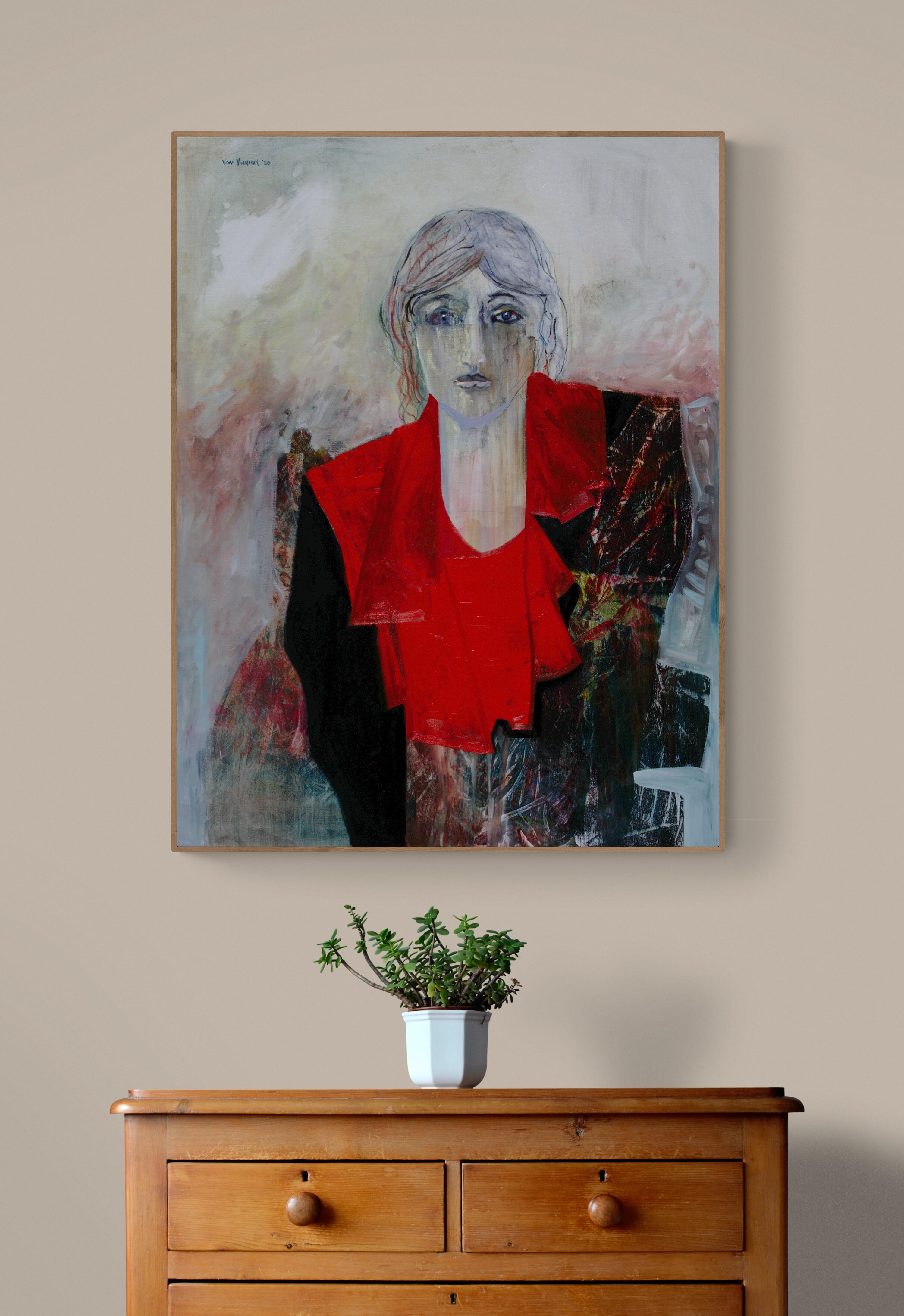 oil painting of sad woman