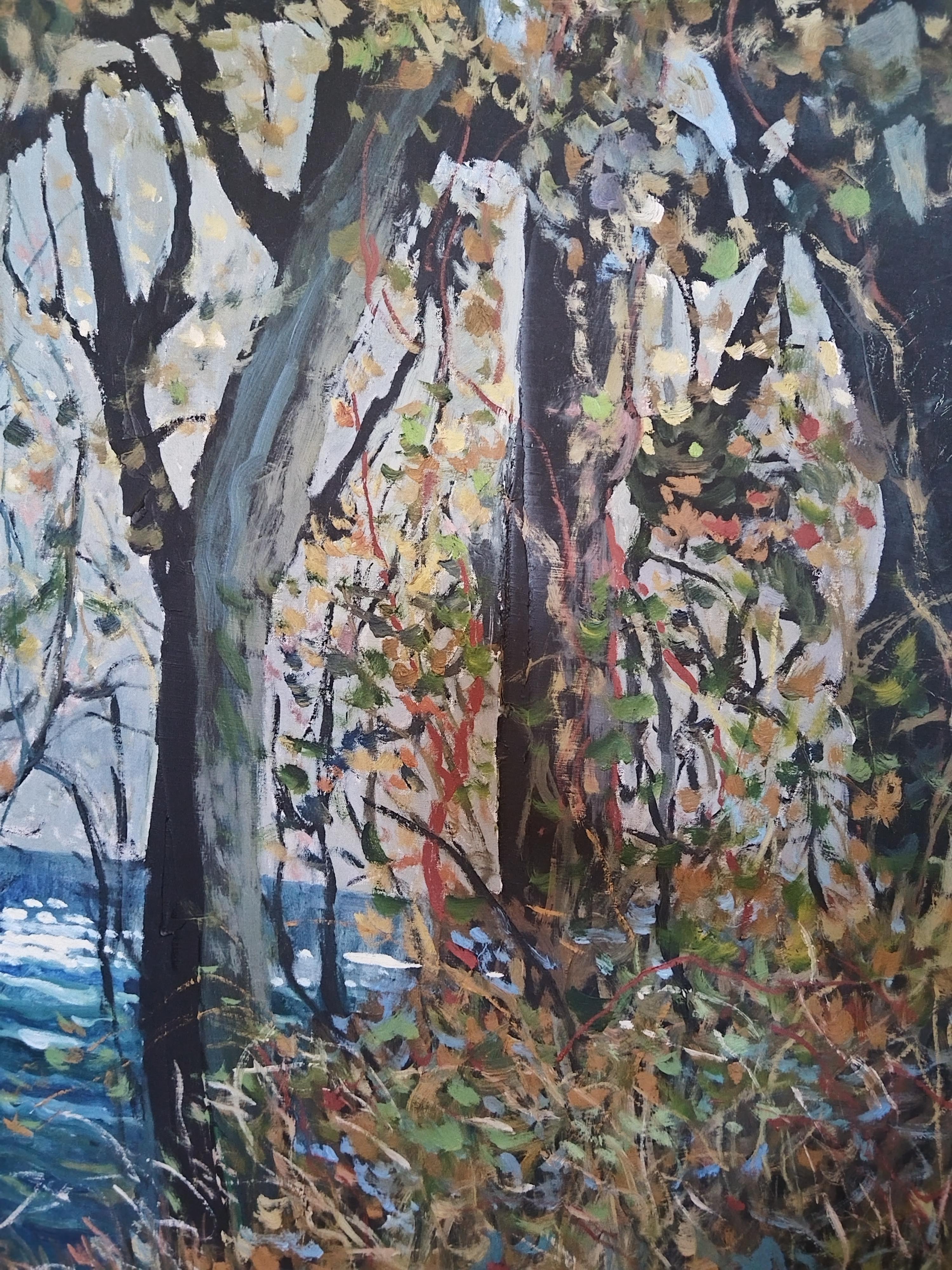 Grande dipinto ad olio di paesaggio espressivo 