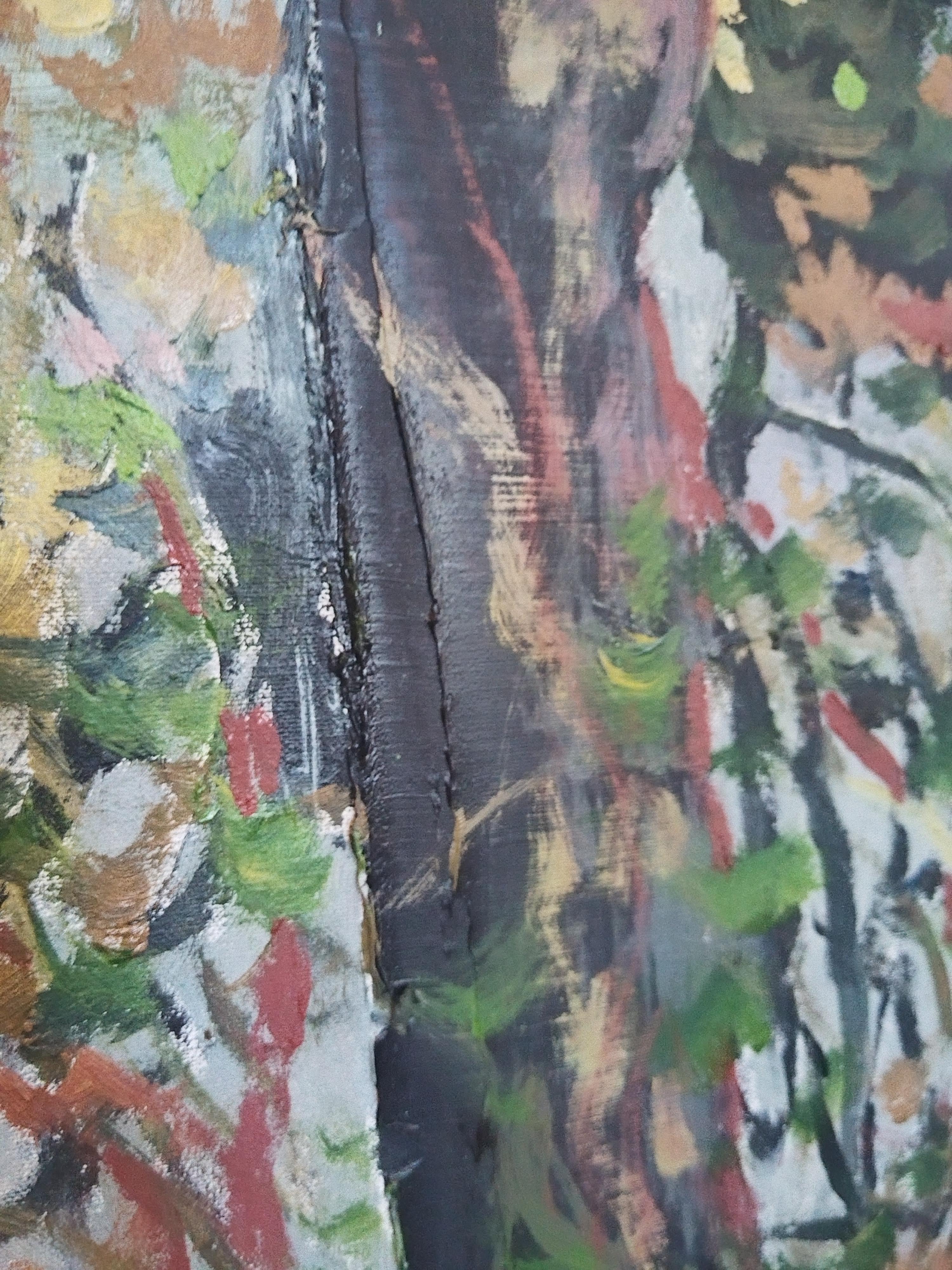 Grande dipinto ad olio di paesaggio espressivo 