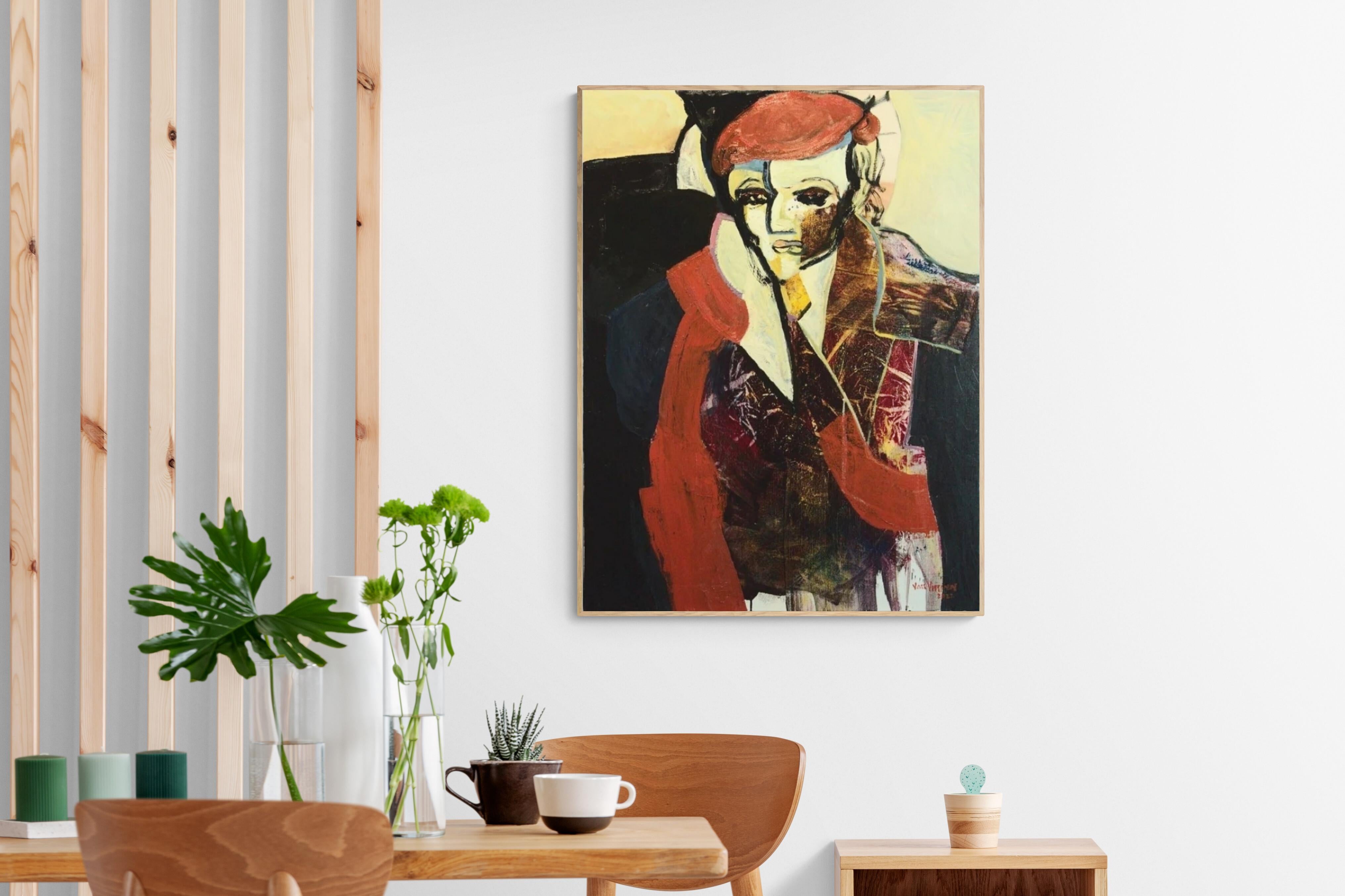 Grande peinture à l'huile expressionniste rouge « Masquerade 7 : Woman » (Femme) en vente 6