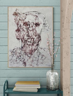 Monochromatic Expressionist Portrait Oil Painting "Old Age"