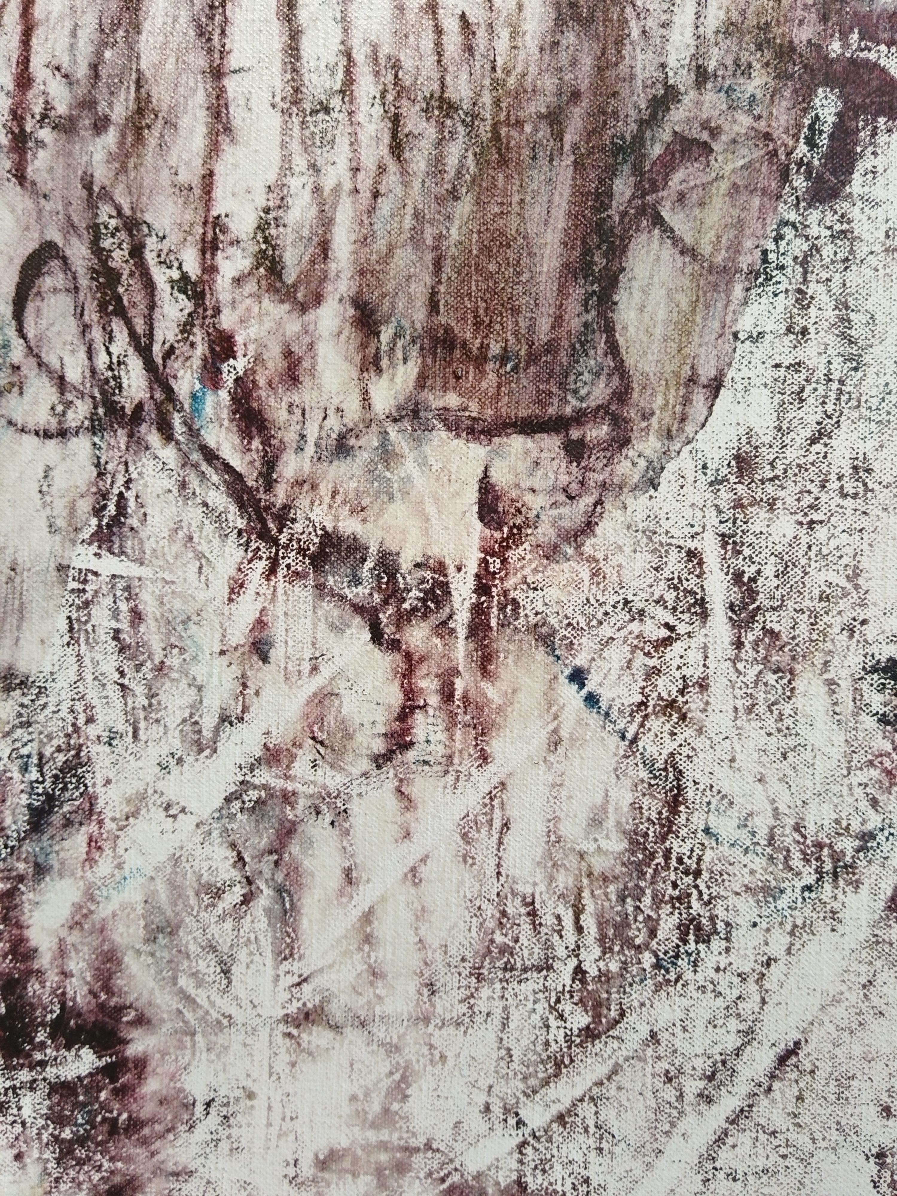 Portrait monochromatique expressionniste, peinture à l'huile 