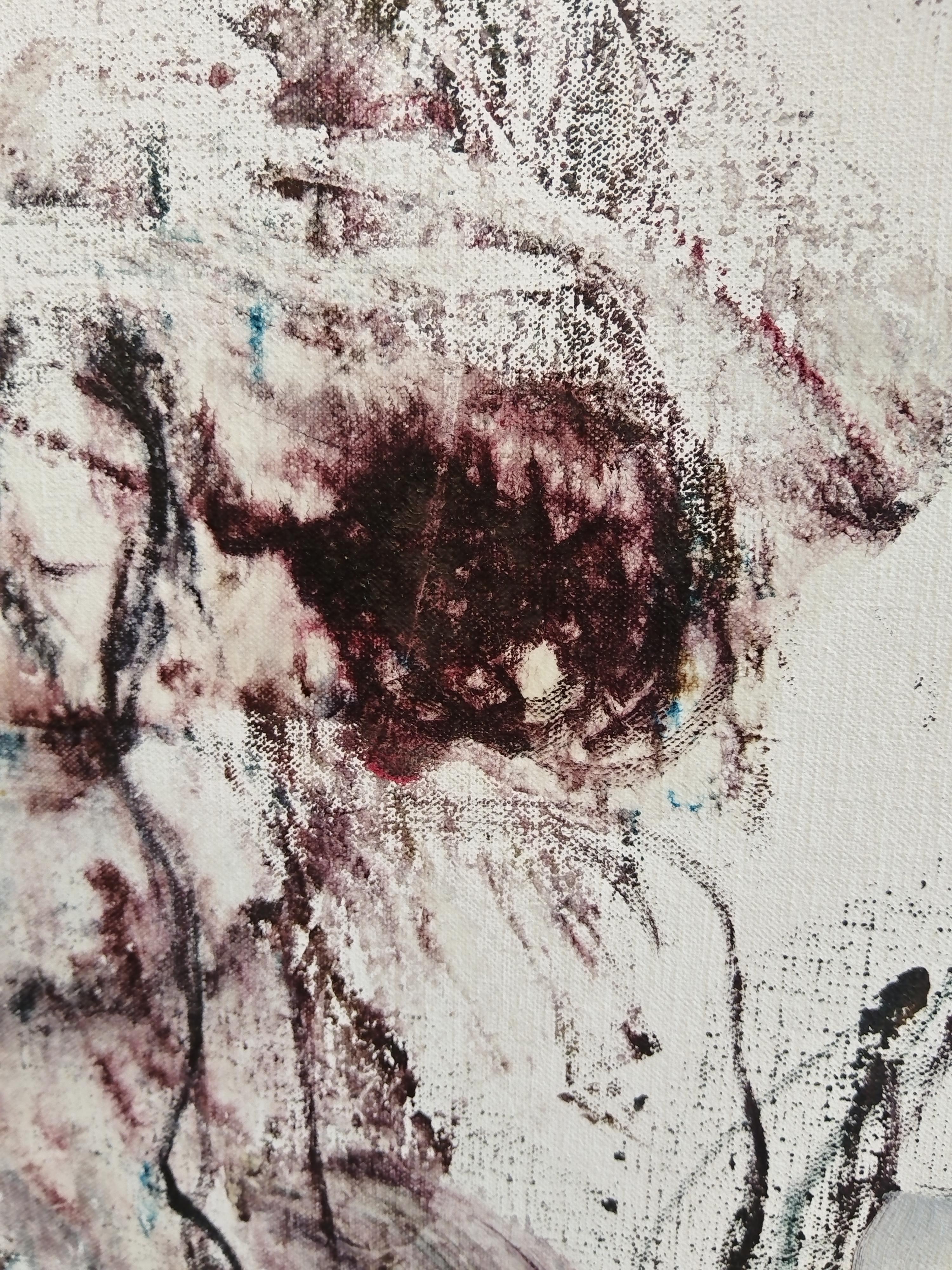 Portrait monochromatique expressionniste, peinture à l'huile 