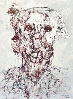 Monochromatic Expressionist Portrait Oil Painting "Old Age"
