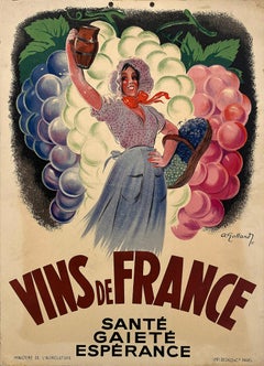 The Vintage Poster Vins De France by Andre Galland 1937 - Carton