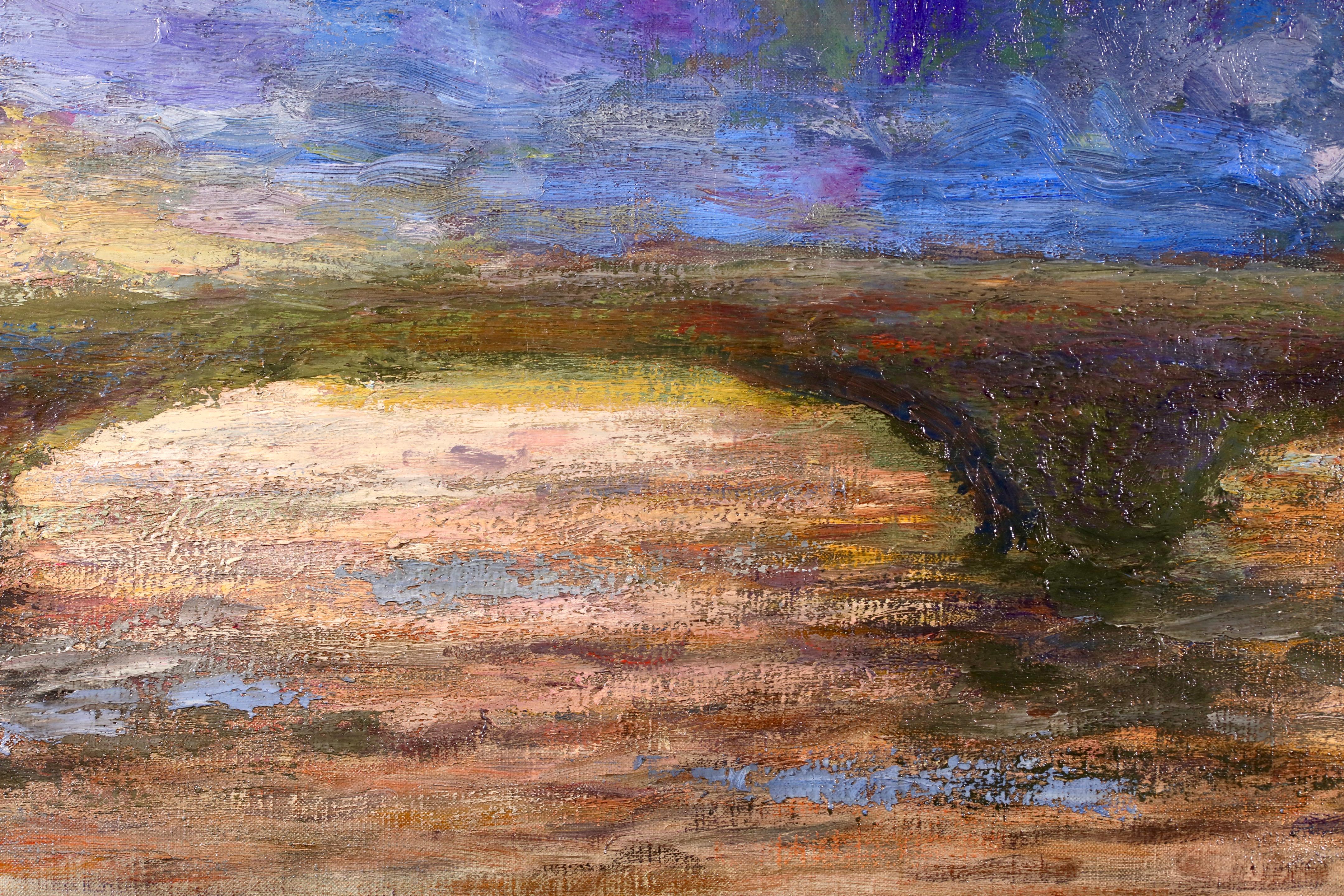 Ponte di Waterloo - Tramonto - Paesaggio ad olio post impressionista di Andre Barbier - Painting Postimpressionismo di André Georges Barbier