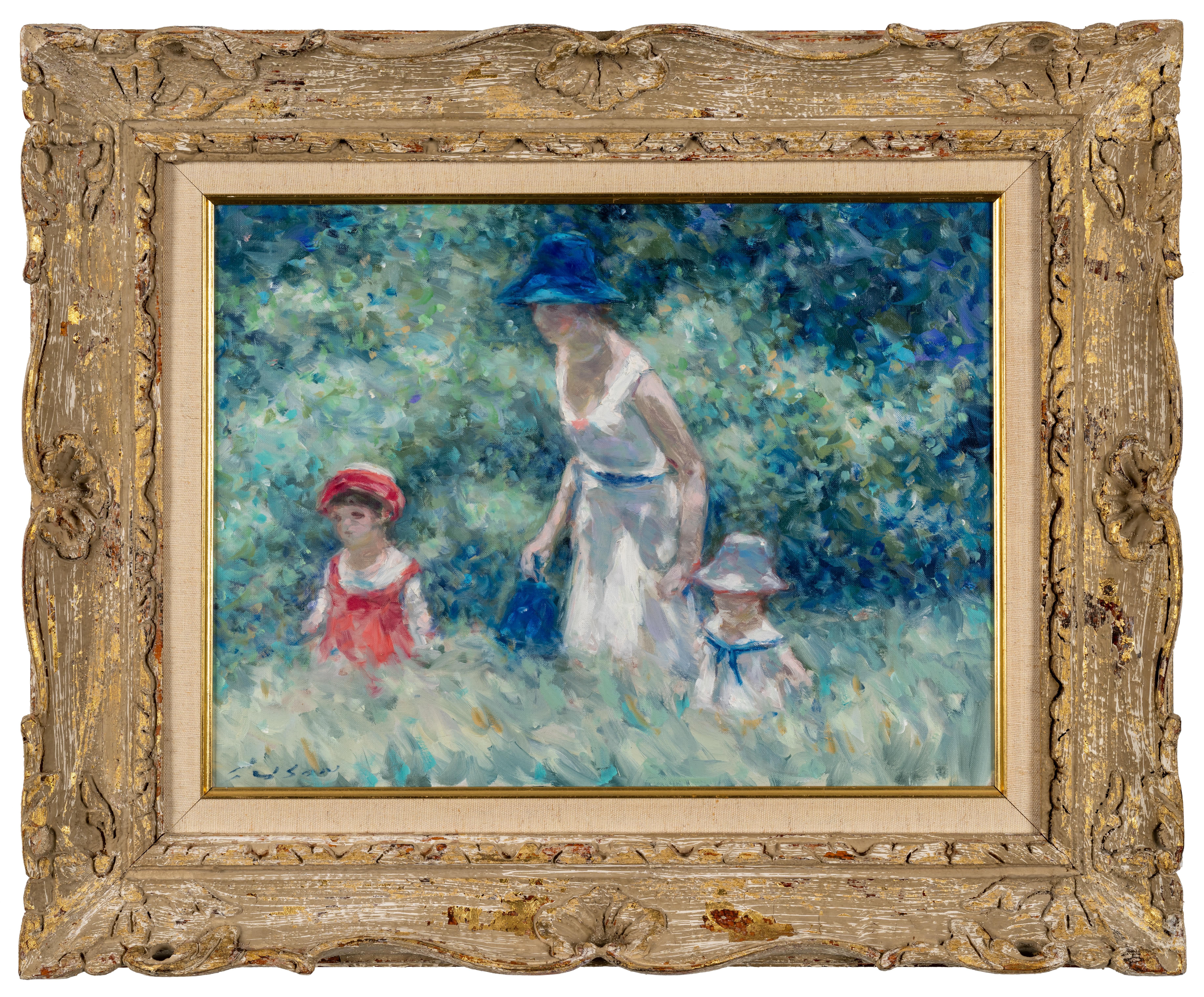 Andre Gisson  Figurative Painting - Mother & Children in a Meadow
