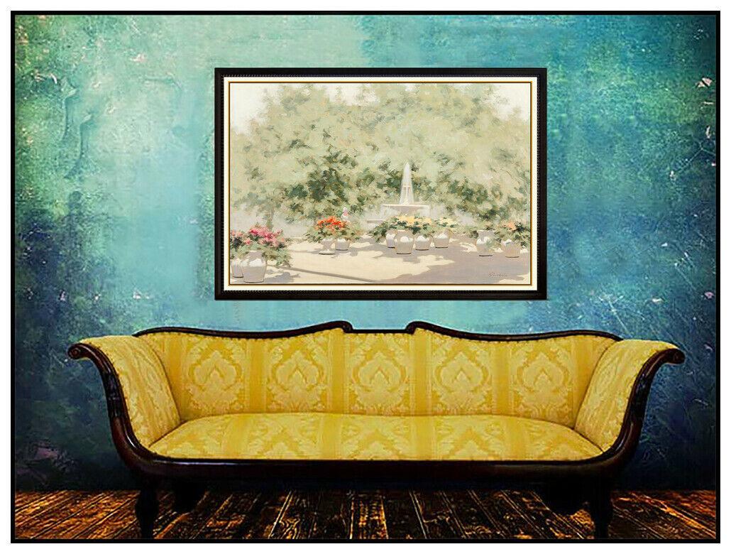 André Gisson Landscape Painting - Andre Gisson Oil Painting On Canvas Signed Floral Large Authentic Framed Artwork