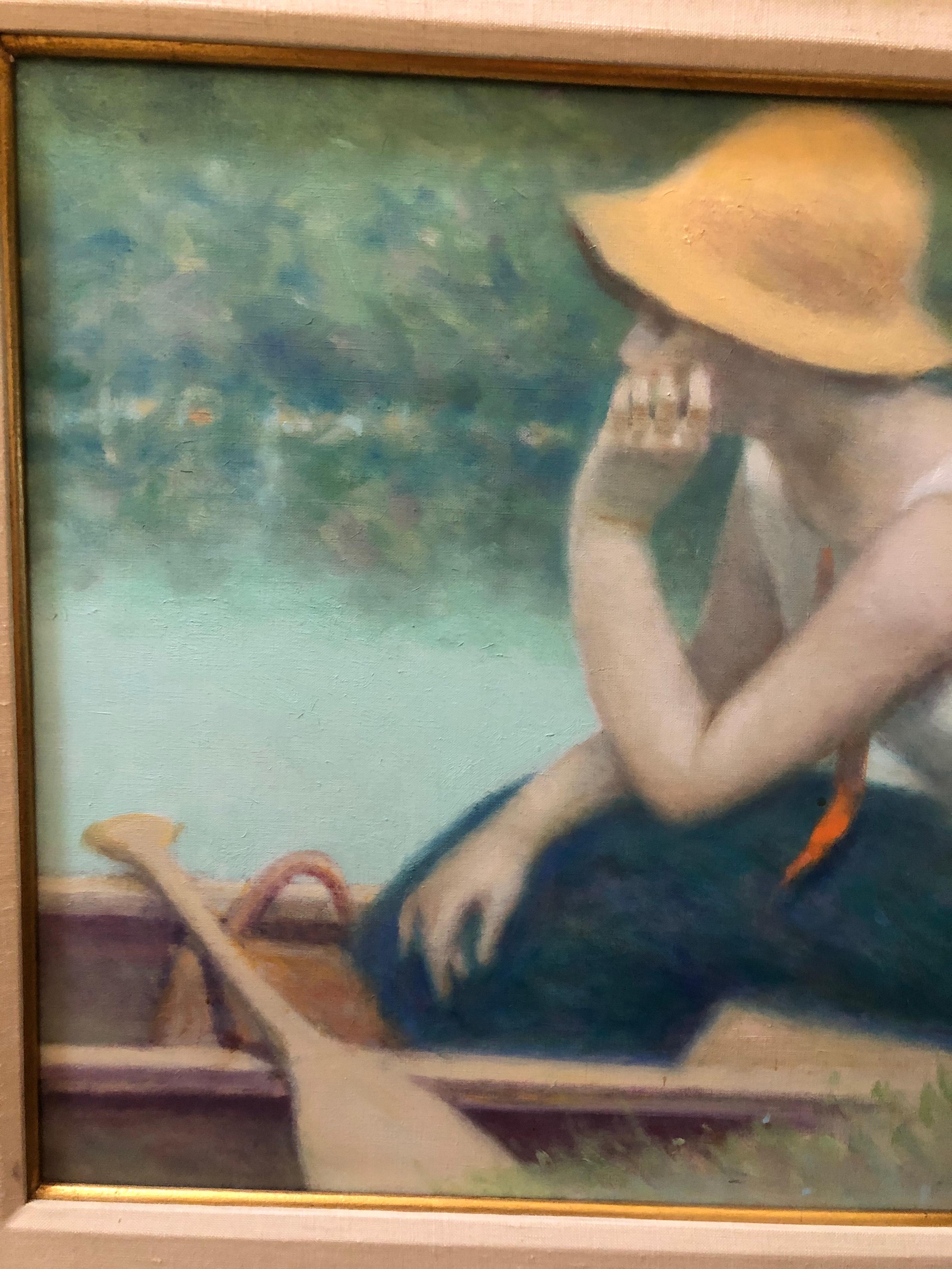 woman in the lake painting