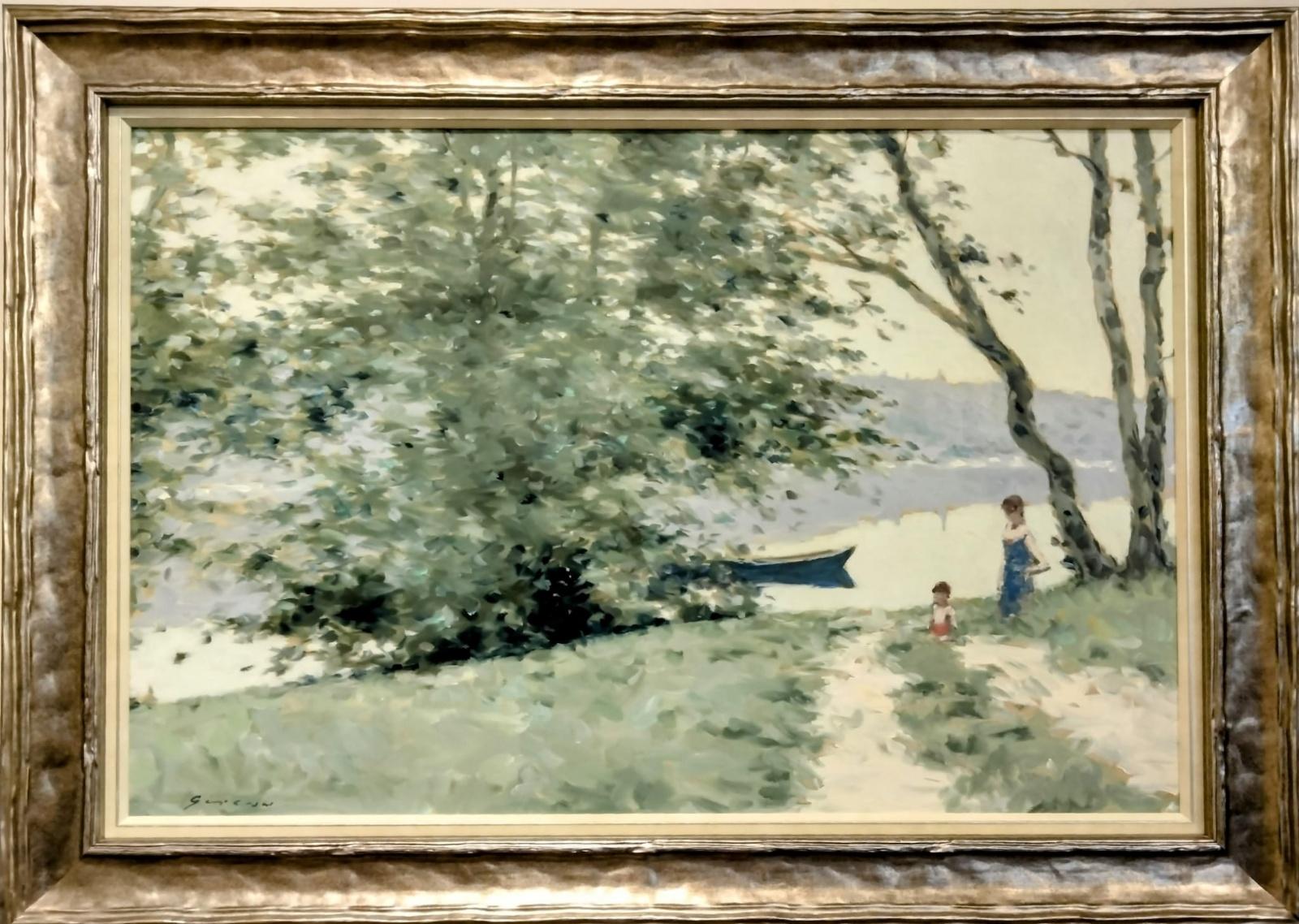 Andre (Gittelson) Gisson, Deux femmes au bord d'une rivière - Painting de André Gisson