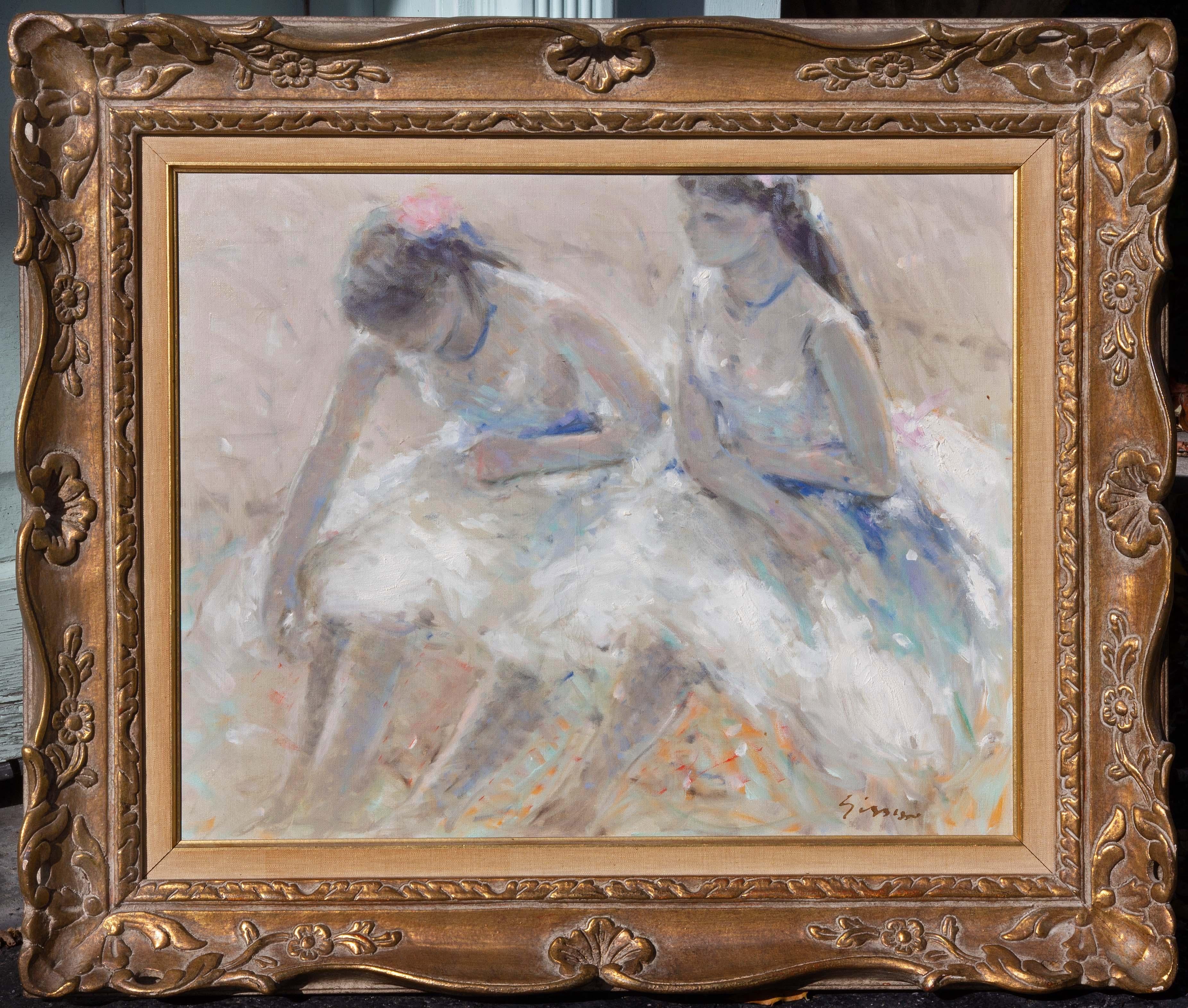 André Gisson Figurative Painting - Impressionist Painting "Ballerina" by Andre Gisson 