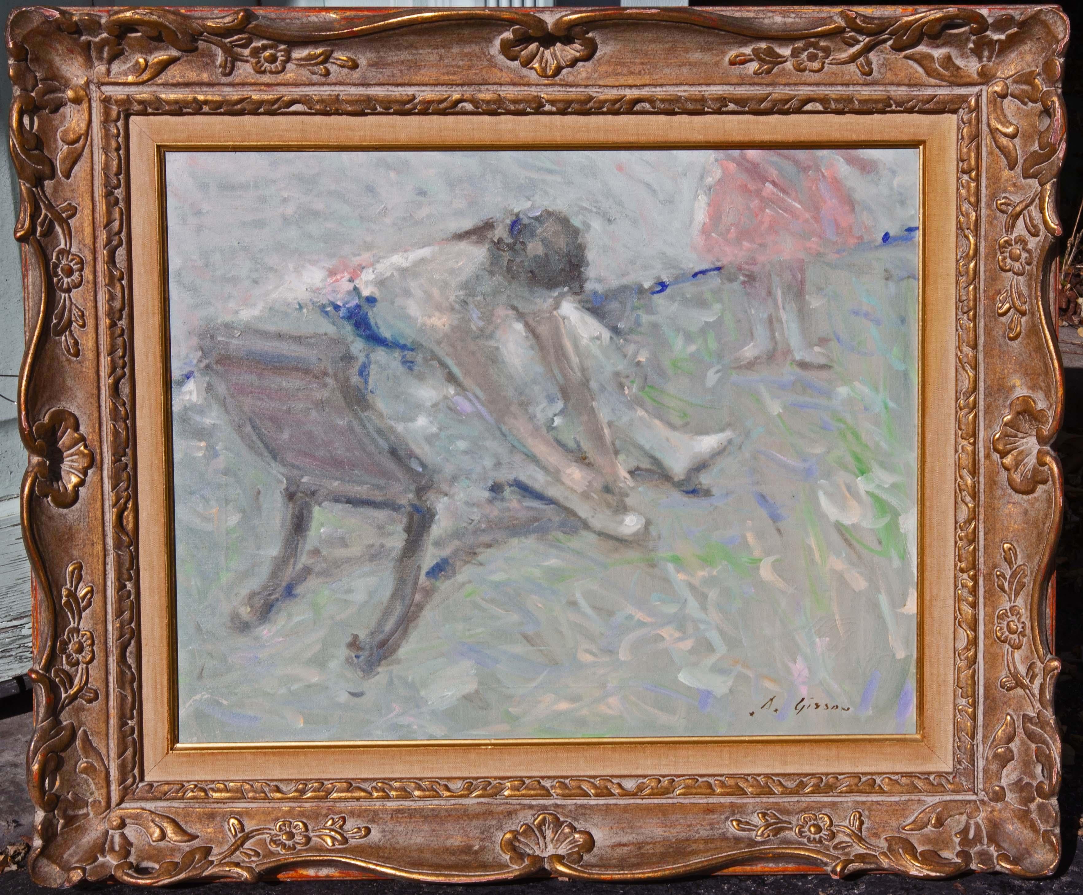 André Gisson Figurative Painting – Impressionistisches Gemälde „Ballerina“ von Andre Gisson 