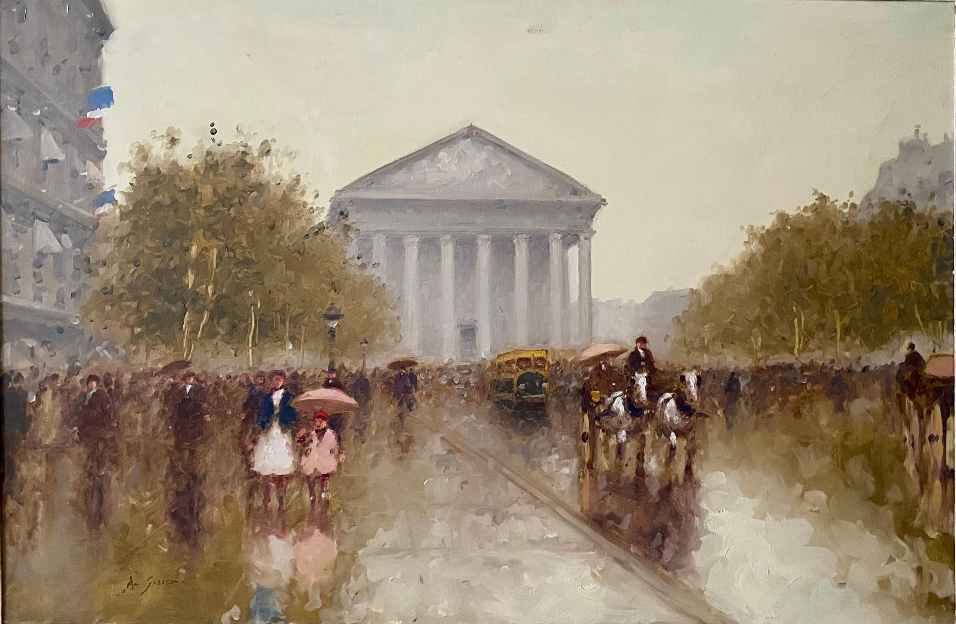 Le Madeleine, Paris - Post-Impressionist Painting by André Gisson