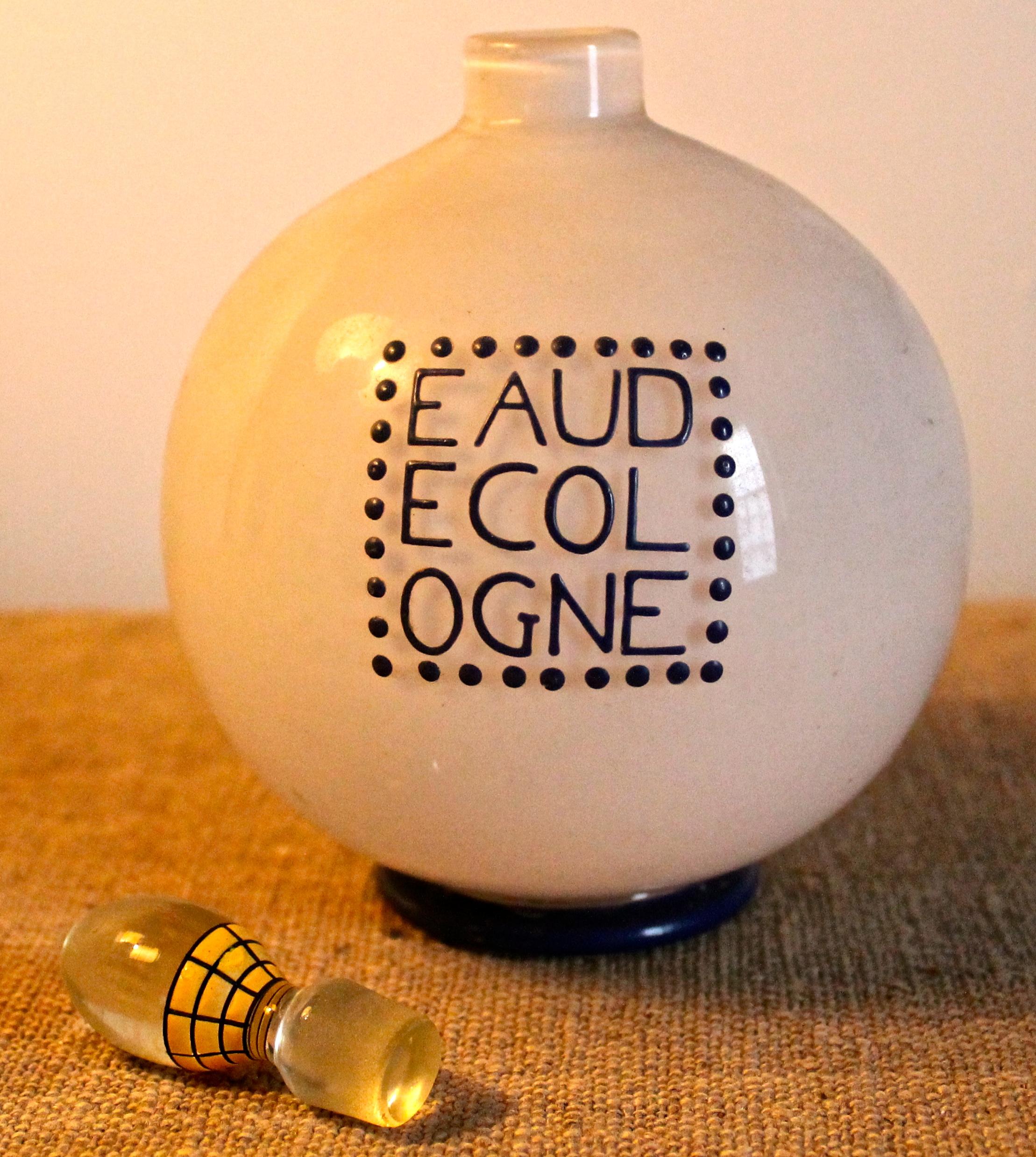 Painted Andre Groult Enameled Glass Eau De Cologne Bottle for D'orsay For Sale
