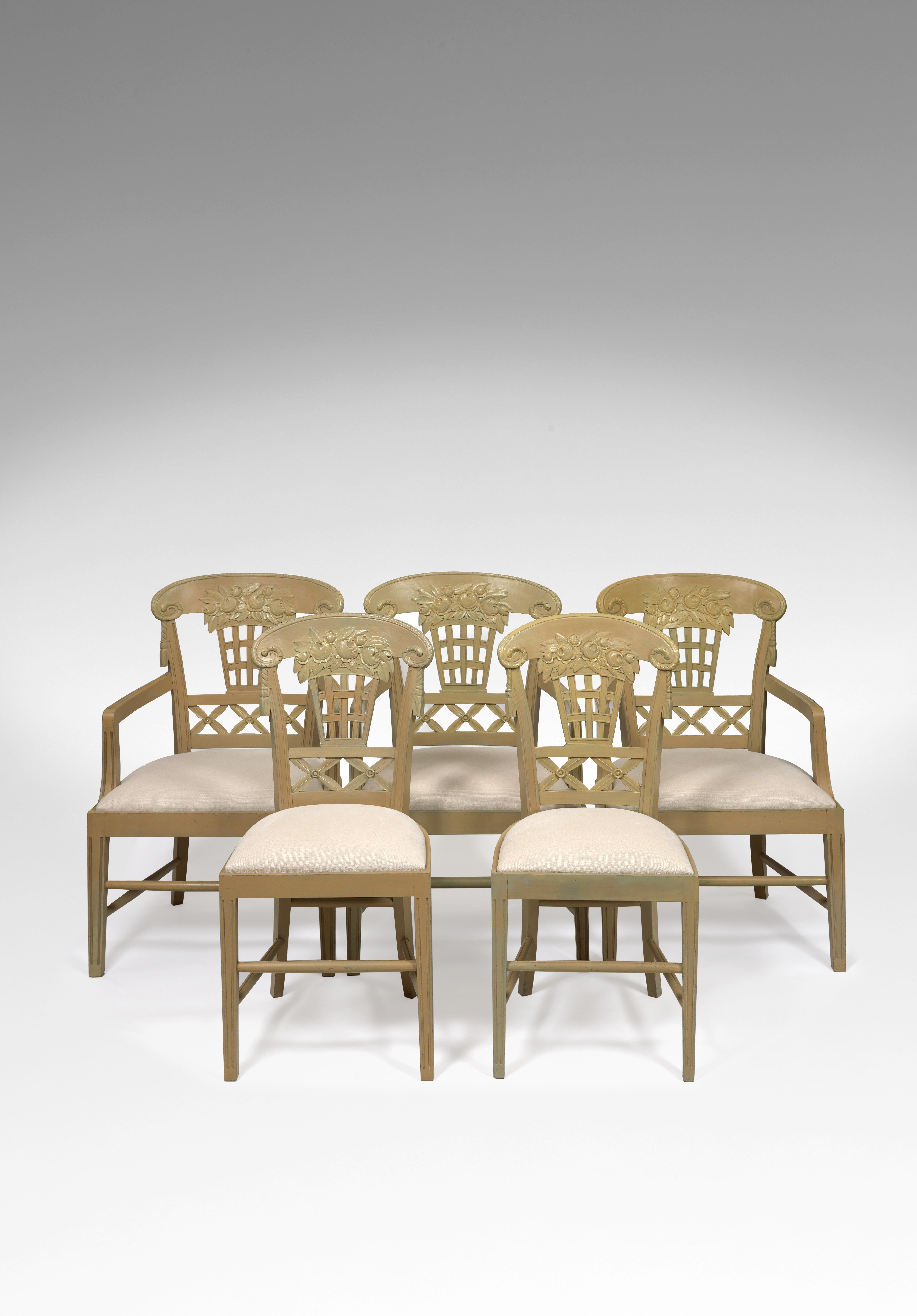 Art Deco André Groult, Set of Two Chairs Carved from Louis Sue's Drawings, circa 1912