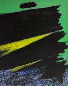 Black & Green Expressionist Abstract Oil Painting Large Contemporary Canvas