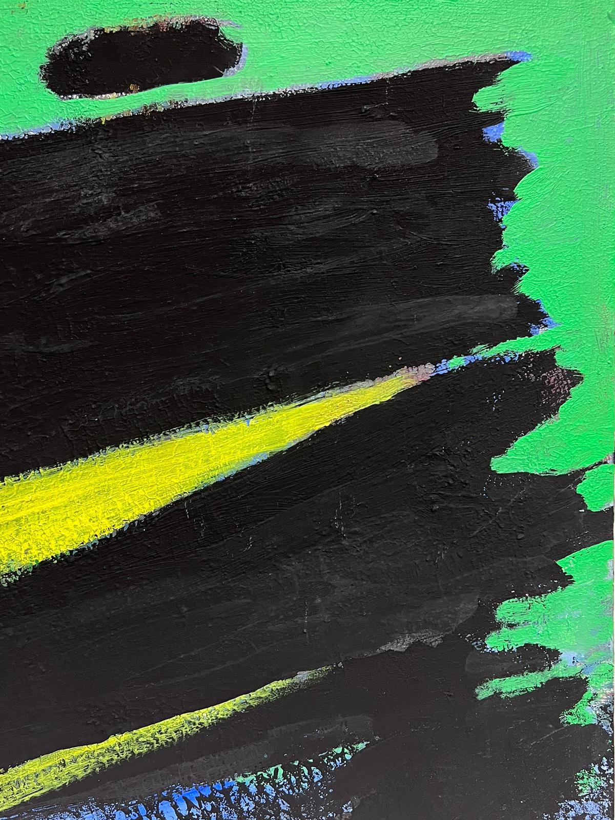 Peinture à l'huile abstraite expressionniste noire et verte grande toile contemporaine - Noir Abstract Painting par Andre Guillou